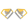 14KT (585) Yellow Gold & Diamond Beautiful 3D Design Stud Earrings