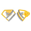 14KT (585) Yellow Gold & Diamond Beautiful 3D Design Stud Earrings