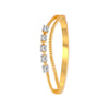 14K Gold Ring With A Double Band Design And A Twisted, Rope-like Band Overlapping A Plain Band