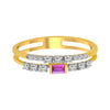 14K Diamond-studded Gold Ring With A Double Band Design And A Rectangular Ruby In The Centre