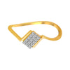 14K Gold Ring With A Rectangular Diamond Cluster Set On A Curved Gold Band