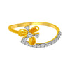 14K Diamond-studded Gold Ring With Floral Piece In The Centre