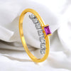 14K Diamond-studded Gold Ring With A Pink Rectangular Stone Set In The Centre