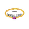 14K Diamond-studded Gold Ring With A Pink Rectangular Stone Set In The Centre