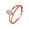 14K Oval-shaped Diamond Cluster Rose Gold Ring