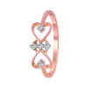 14K Rose Gold Ring With A Double-heart Design And Diamond Accents