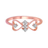 14K Rose Gold Ring With A Double-heart Design And Diamond Accents