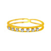 14K Gold Ring With A Double Band Design And A Row Of Diamond Accents Set On The Overlapping Band