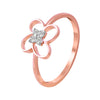 14K Gold Ring With A Butterfly Design And A Diamond-studded Centre Arranged In A Four-petal Pattern