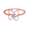 14K Gold Ring With A Butterfly Design And A Diamond-studded Centre Arranged In A Four-petal Pattern