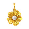 14K Flower shaped pendant with a pearl design