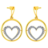 Beautiful 14K gold circular earrings with a heart shape design in it