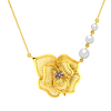 14K gold flower necklace with pearls on a chain