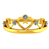 Crown-shaped 14K gold ring with hearts and american diamonds