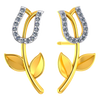 American Diamond studded tulip shaped 14K gold earring