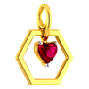 Hexagonal 14K gold pendant with a mini heart 