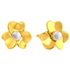 Beautiful 14K pair of gold earrings with gold petals and a pearl