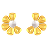 14K Dainty earrings with half floral design from Amazea Collection