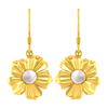 14K Flower shaped earrings with gold petals and a pearl in between