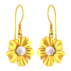 14K Flower shaped earrings with gold petals and a pearl in between