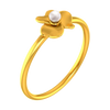 14K Solid gold ring with a floral design and pearl detailing