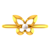 14K Gold ring with butterfly wings and a pearl in the middle