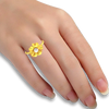 14K Solid gold ring with a floral motif and a pearl in between