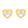 14K Gold Heart Lightweight Elegant Stud Earrings with Pearl Accent