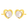14K Gold Heart Lightweight Elegant Stud Earrings with Pearl Accent