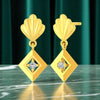 14K Gold Geometric Certified Natural Diamond Drop Earrings Lightweight Daily Wear for Women