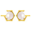 14K Gold Geometric Pearl Contemporary Stud Earrings for Women