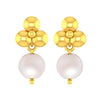 14k Gold Elegant & Timeless Design Cluster Pearl Drop Earrings