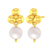 14k Gold Elegant & Timeless Design Cluster Pearl Drop Earrings