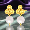 14k Gold Elegant & Timeless Design Cluster Pearl Drop Earrings
