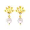 14K Gold Pearl Drop Elegant Earrings with Certified Natural Diamond
