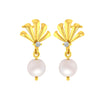 14K Gold Pearl Drop Elegant Earrings with Certified Natural Diamond