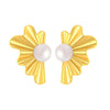 14K Gold Sunburst Radiant & Lightweight Pearl Stud Earrings for Women