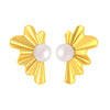 14K Gold Sunburst Radiant & Lightweight Pearl Stud Earrings for Women