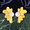 14K Gold Sunburst Radiant & Lightweight Pearl Stud Earrings for Women
