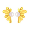 14K Gold Sunburst Radiant & Lightweight Pearl Stud Earrings for Women
