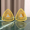 14K Gold Triangle Modern Geometric Stud Earrings with Certified Natural Diamond Accents