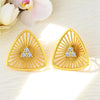 14K Gold Triangle Modern Geometric Stud Earrings with Certified Natural Diamond Accents