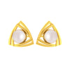 14K Gold Geometric Pearl Modern Minimalist Design Stud Earrings