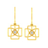 14K Gold Geometric Certified Natural Diamond Modern Drop Earrings