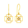 14K Gold Geometric Certified Natural Diamond Modern Drop Earrings