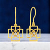 14K Gold Geometric Certified Natural Diamond Modern Drop Earrings