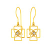 14K Gold Geometric Certified Natural Diamond Modern Drop Earrings