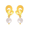 14K Gold Romantic Heart Pearl Drop Earrings for Women