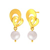 14K Gold Romantic Heart Pearl Drop Earrings for Women