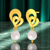14K Gold Romantic Heart Pearl Drop Earrings for Women